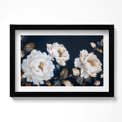 Keretezett kép Gyönyörű fehér virágok glamour stílusban