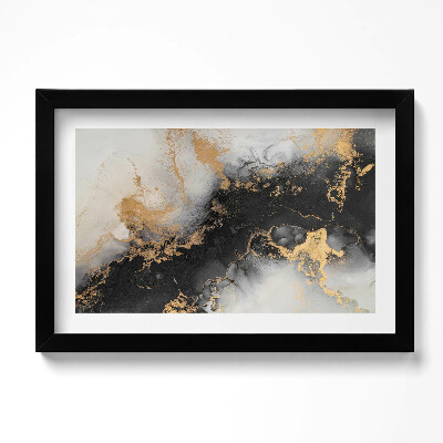 Keretezett kép Fekete-fehér absztrakció arannyal