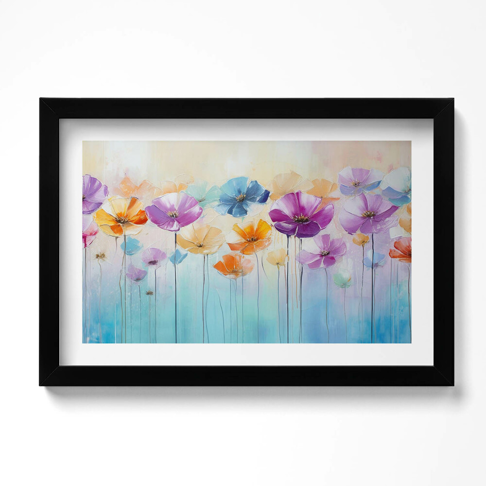 Kép keretben Festett színes virágok