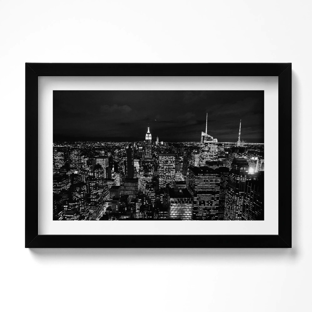 Keretezett kép Fekete és fehér városkép éjszaka