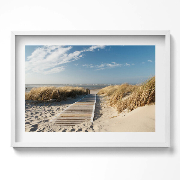 Kép keretben Tengerparti stég a homokdűnék között