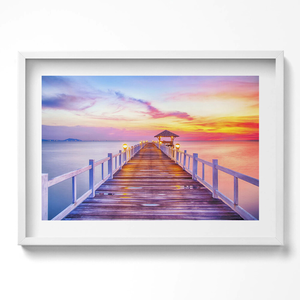 Kép keretben Tengerparti móló naplementében