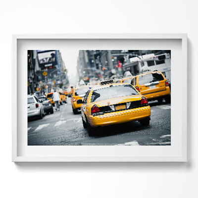 Kép keretben Sárga taxi autók városi forgalomban