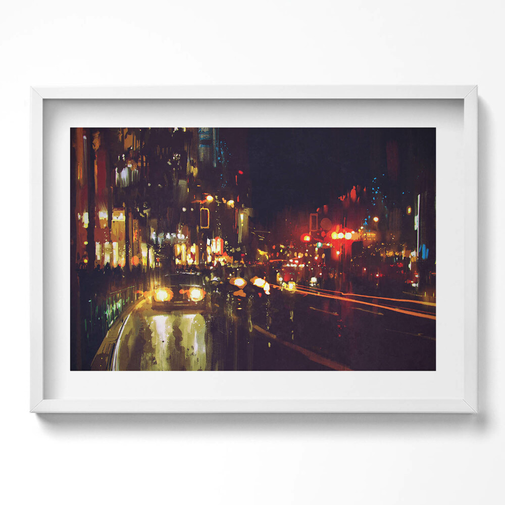 Kép keretben Városi éjszakai jelenet fényekkel