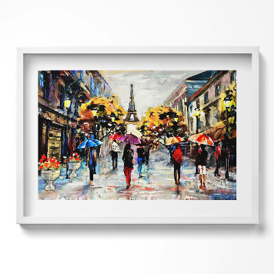 Kép keretben Esőben sétáló emberek Párizsban