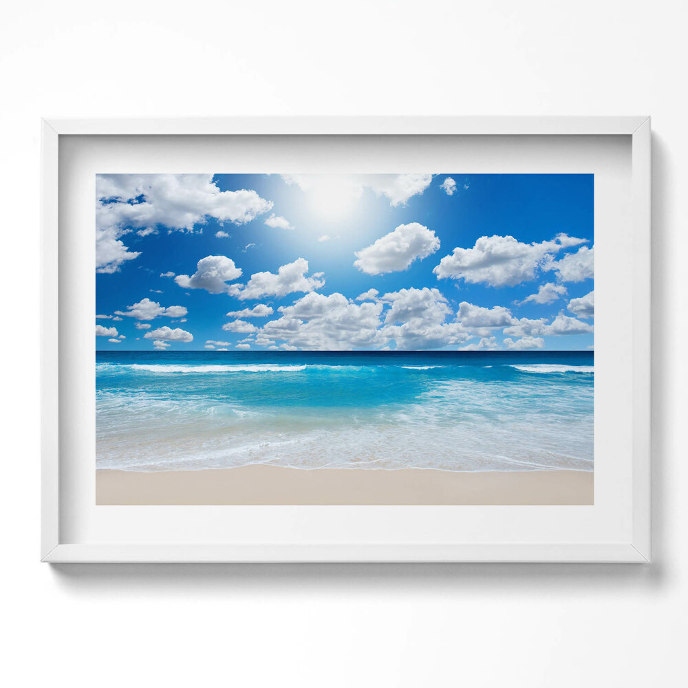 Kép keretben Tengerpart kék ég felhők