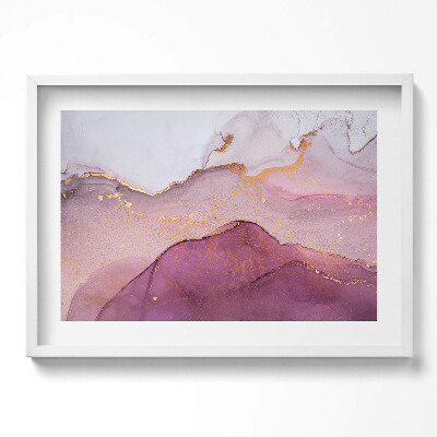 Kép keretben Absztrakt táj lila és arany színek