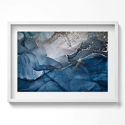 Kép keretben Absztrakt kék és arany mintázat