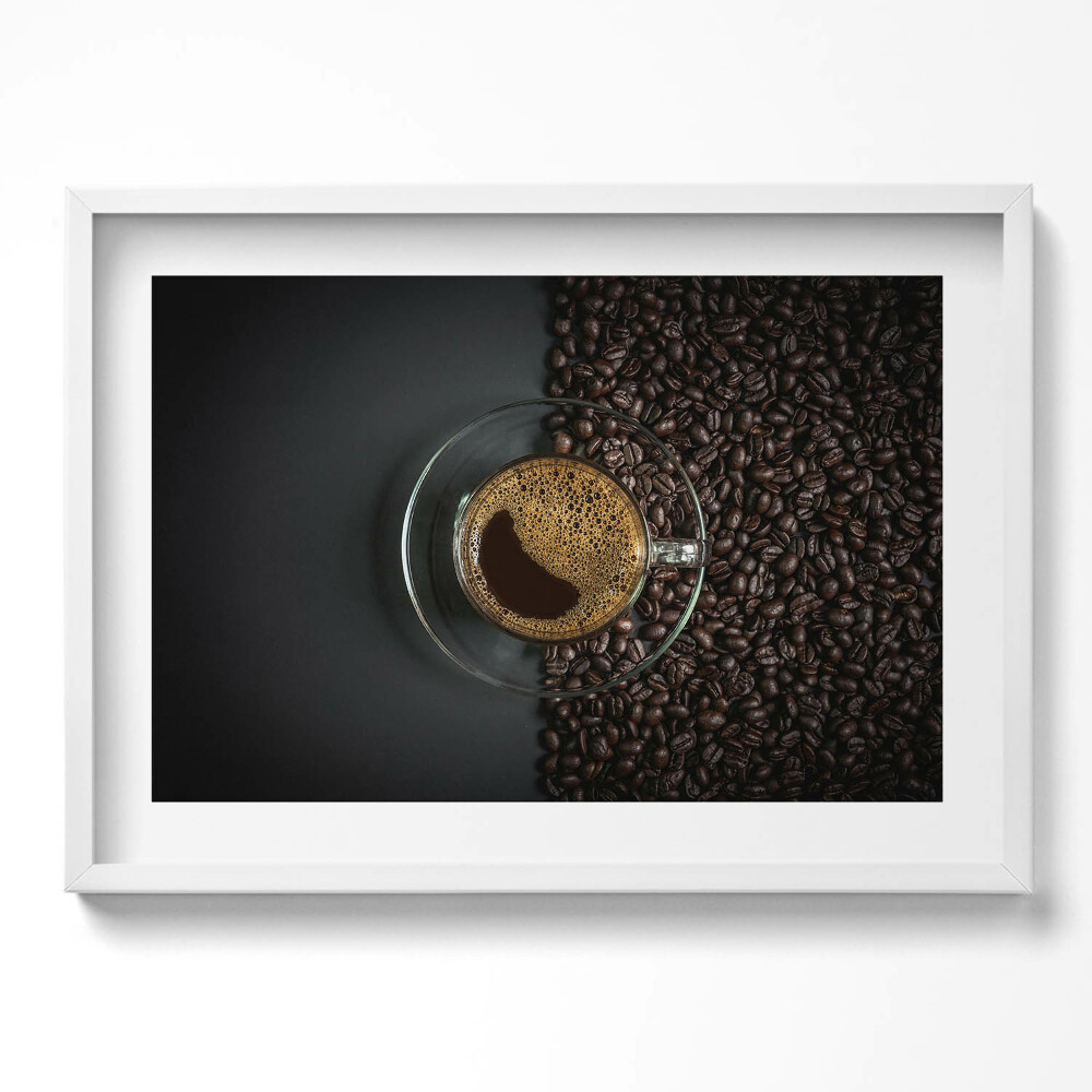 Kép keretben Kávé és kávészemek