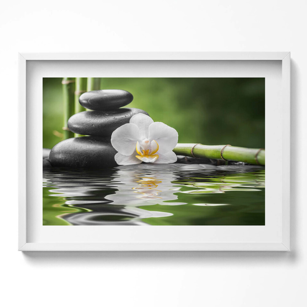 Kép keretben Kavicsok víz virág