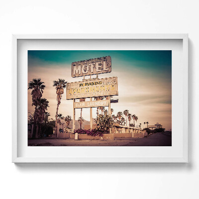 Kép keretben Régi motel hirdetőtáblája