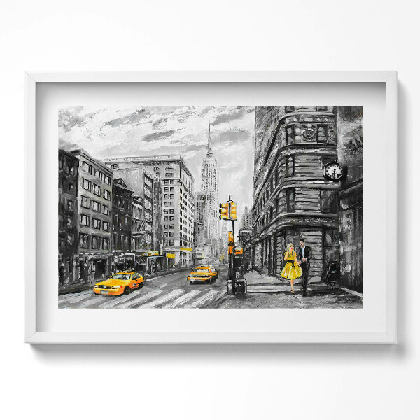 Kép keretben New York-i városkép sárga taxi
