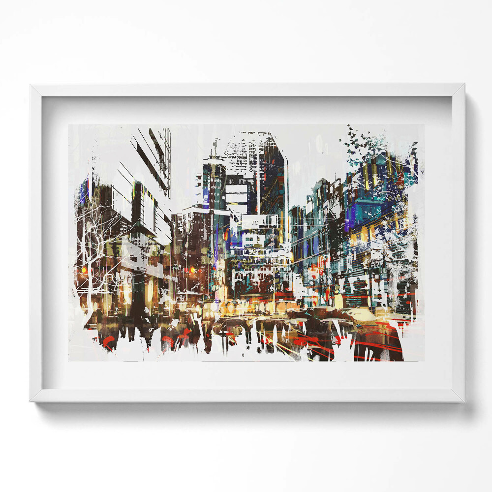 Kép keretben Modern városi táj élénk színek