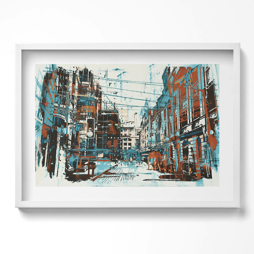 Kép keretben Városi táj absztrakt stílusban