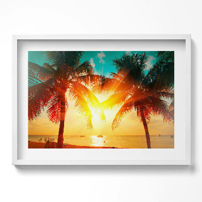 Kép keretben Naplemente pálmafákkal