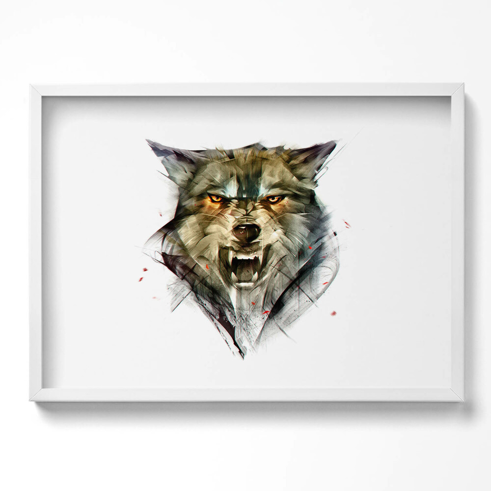 Kép keretben Farkas arca agresszív kifejezés