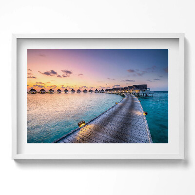 Kép keretben Tengerparti naplemente vízparti házak