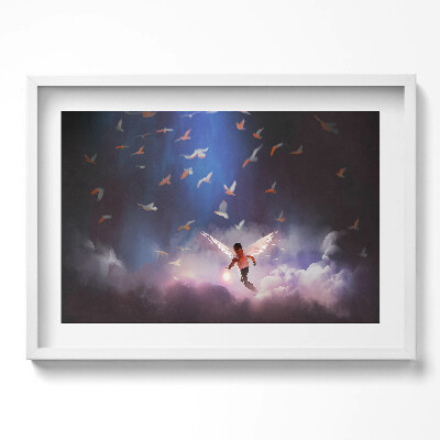 Kép keretben Fénylő angyal fiatal fiúval