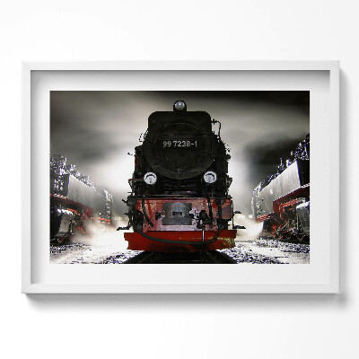 Kép keretben Gőzmozdony frontális nézetben