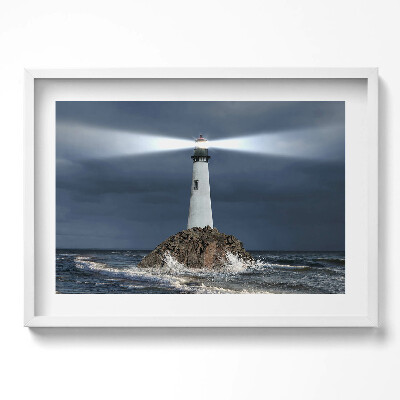 Kép keretben Világítótorony viharos tengerparton