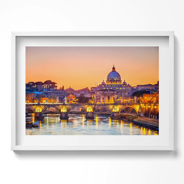 Kép keretben Vatikáni kupola naplementében