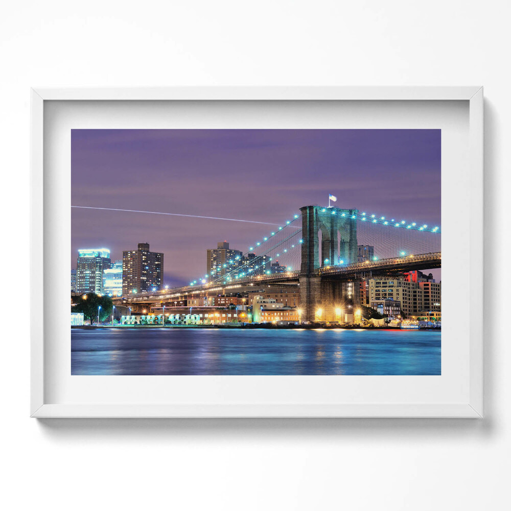Kép keretben Brooklyni híd éjszakai fényekben
