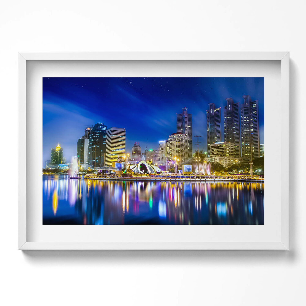 Kép keretben Modern városi táj éjszaka