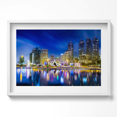 Kép keretben Modern városi táj éjszaka