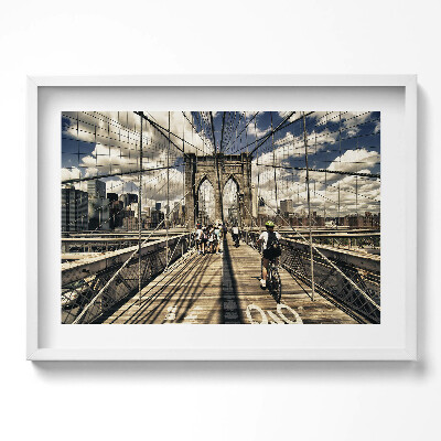 Kép keretben Brooklyni híd gyalogosok és kerékpárosok