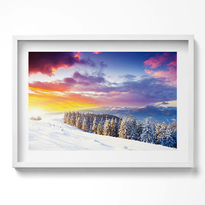 Kép keretben Téli táj naplementével
