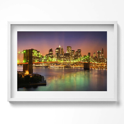 Kép keretben Éjjeli városi táj híd és fények