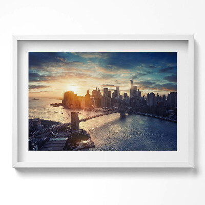 Kép keretben Naplemente városi tájjal