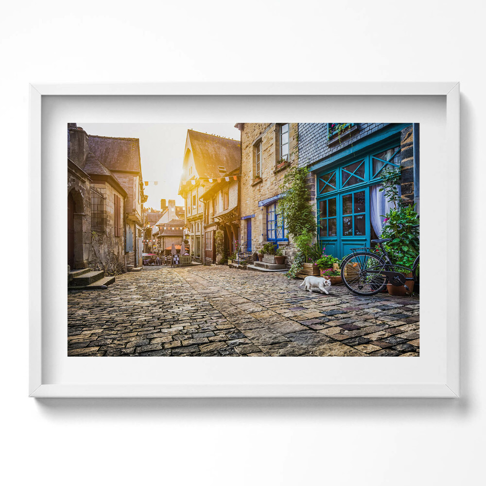 Kép keretben Történelmi utcai jelenet kőburkolat