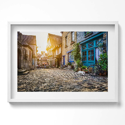 Kép keretben Történelmi utcai jelenet kőburkolat