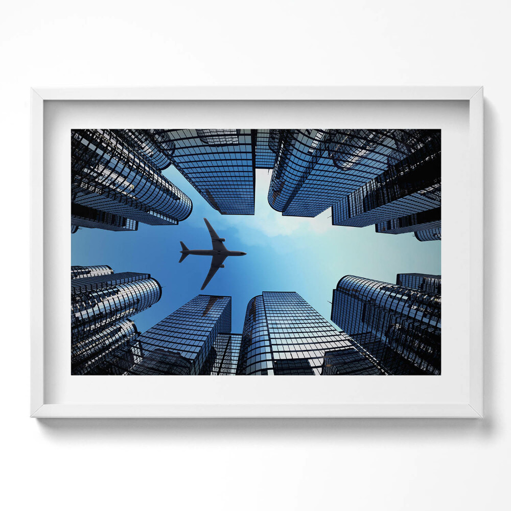 Kép keretben Modern városi táj repülőgép