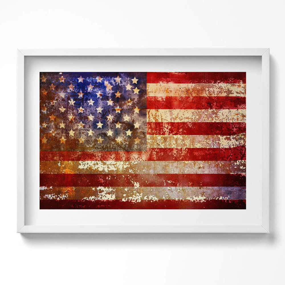 Kép keretben Amerikai zászló vintage stílusban