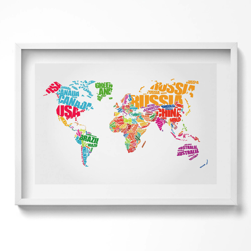 Kép keretben Világtérkép szavakkal