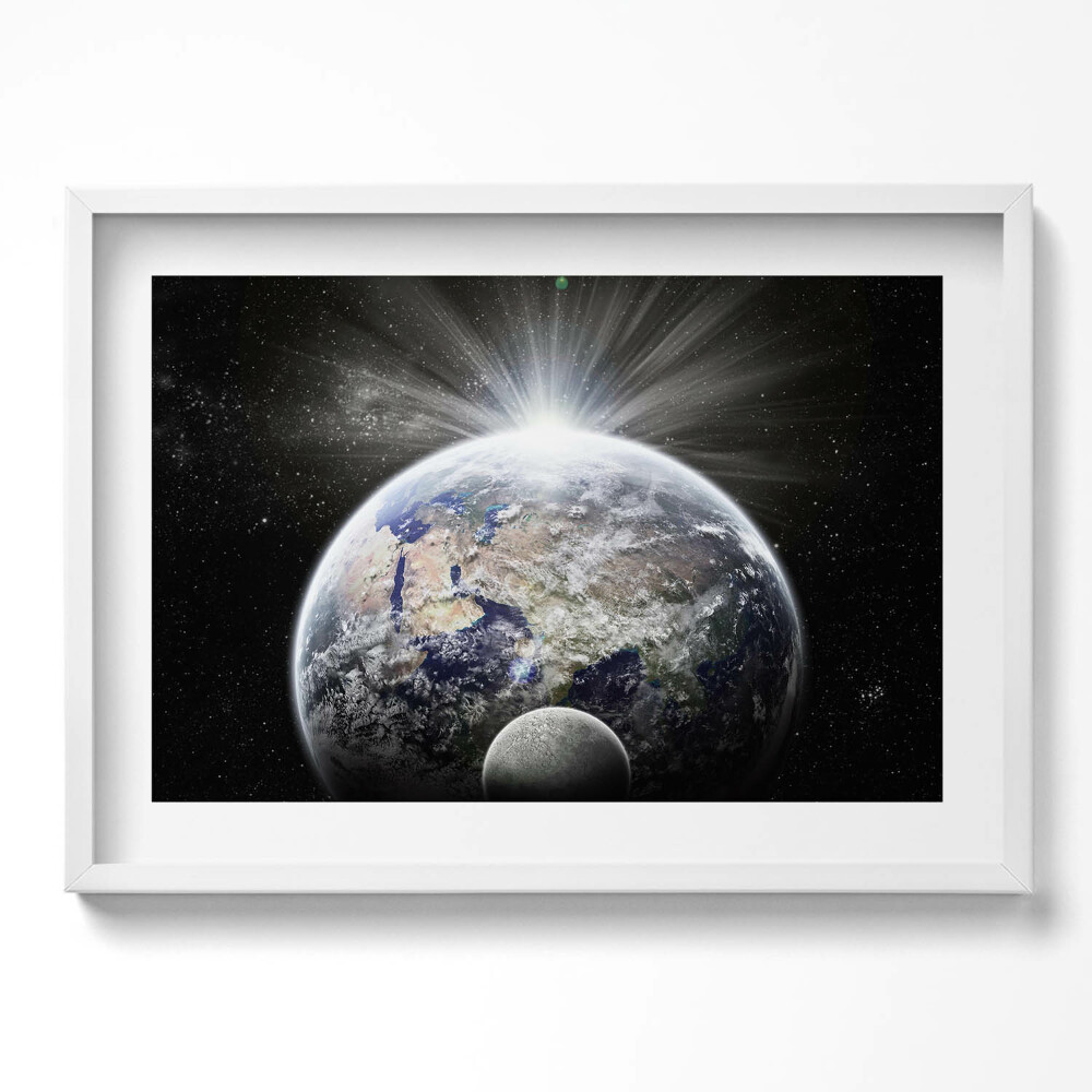 Kép keretben Föld és hold csillagfény