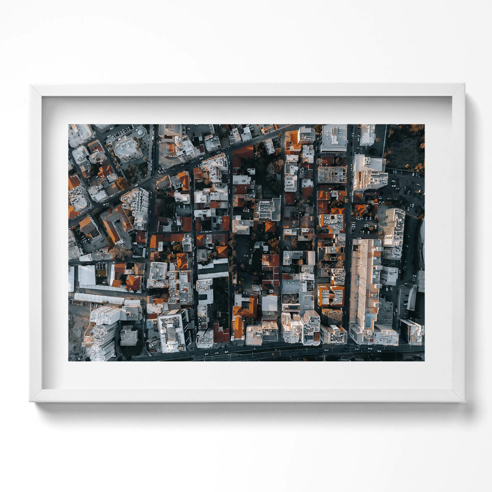 Kép keretben Városi táj tetőkről nézve