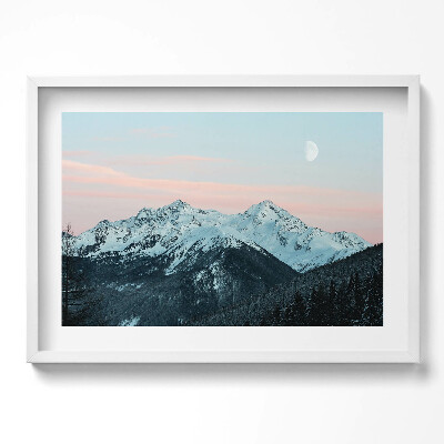 Kép keretben Havas hegyek naplementében