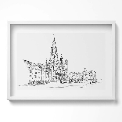 Kép keretben Városi épület torony kontúrok
