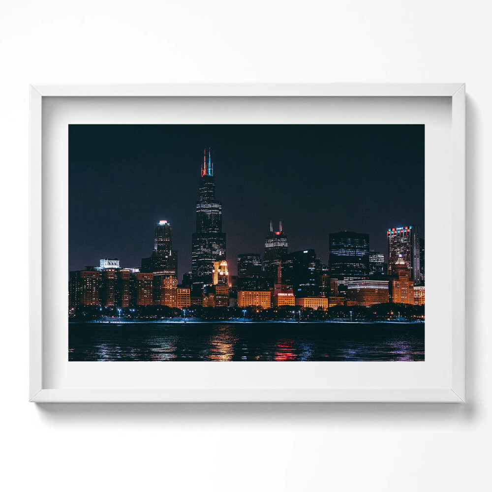 Kép keretben Éjjeli városkép felhőkarcolók