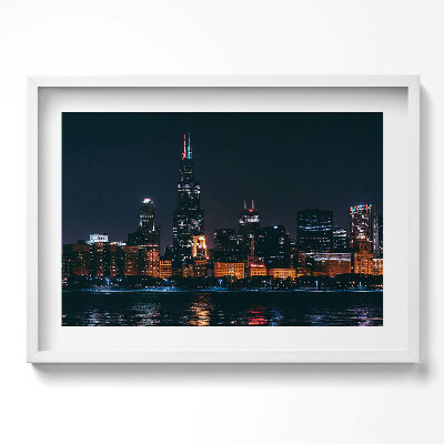 Kép keretben Éjjeli városkép felhőkarcolók