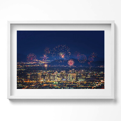 Kép keretben Tűzijáték városi háttérrel