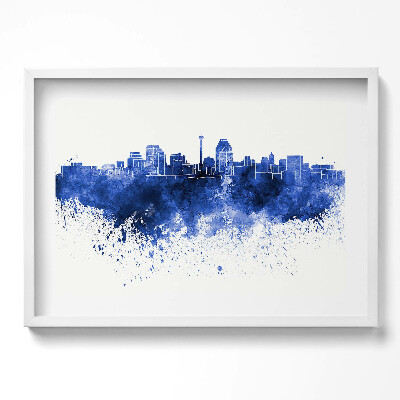 Kép keretben Kék városkép vízparti látvány