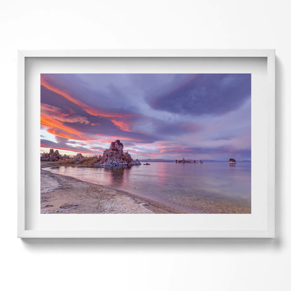 Kép keretben Tóparti szikla naplemente színei