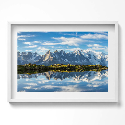 Kép keretben Hegyek és tükörsima tó