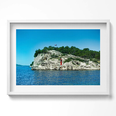 Kép keretben Tengerparti táj világítótorony