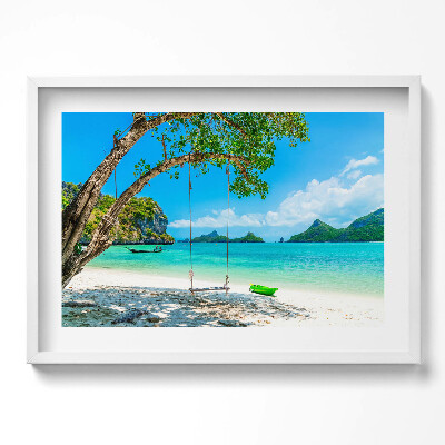 Kép keretben Tengerparti hinta zöld fák