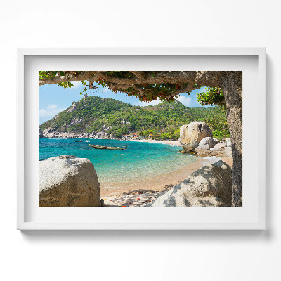 Kép keretben Tengerparti táj hegyekkel